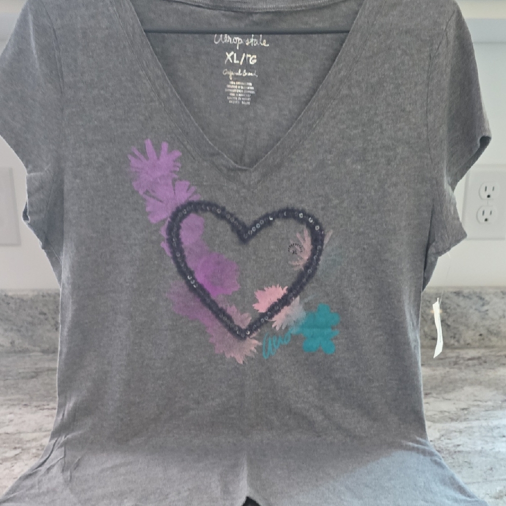 NWT Aeropostale Gray V-Neck Tee